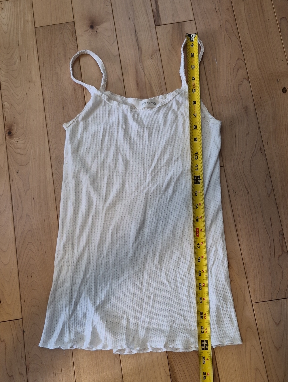 Gai + Lisva Women's Size Small White Lace-Trim Ribbed Cami Tank Top - Picture 5 of 6